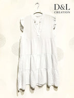 Plus Size Short dress with shirt collar in double cotton gauze size 38 to 48