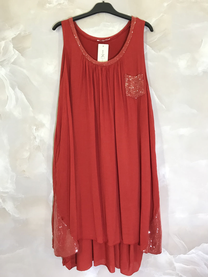 Plus Size Short lined dress with sequin