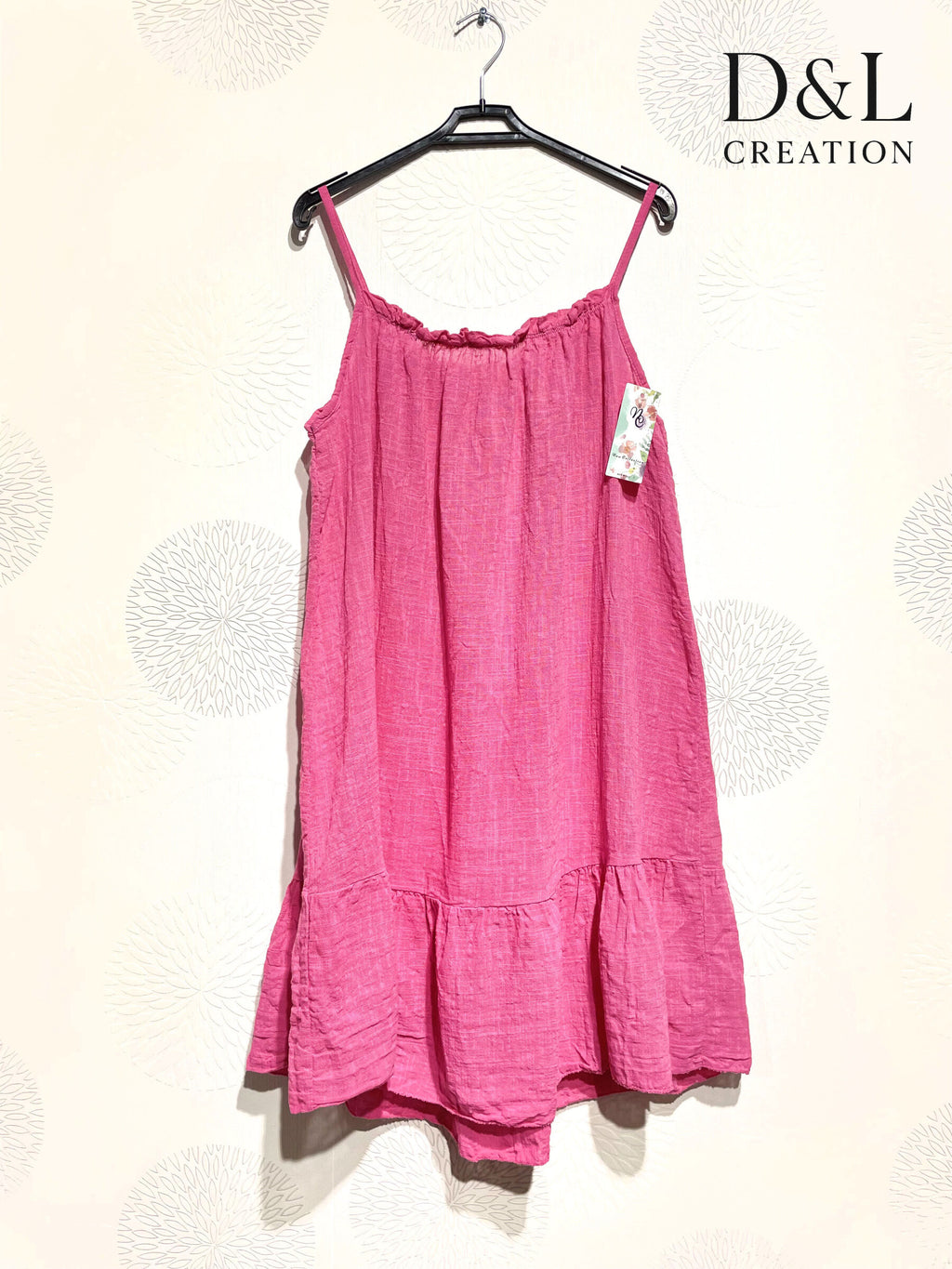 Plus Size Short dress with thin cotton straps size 38 to 46
