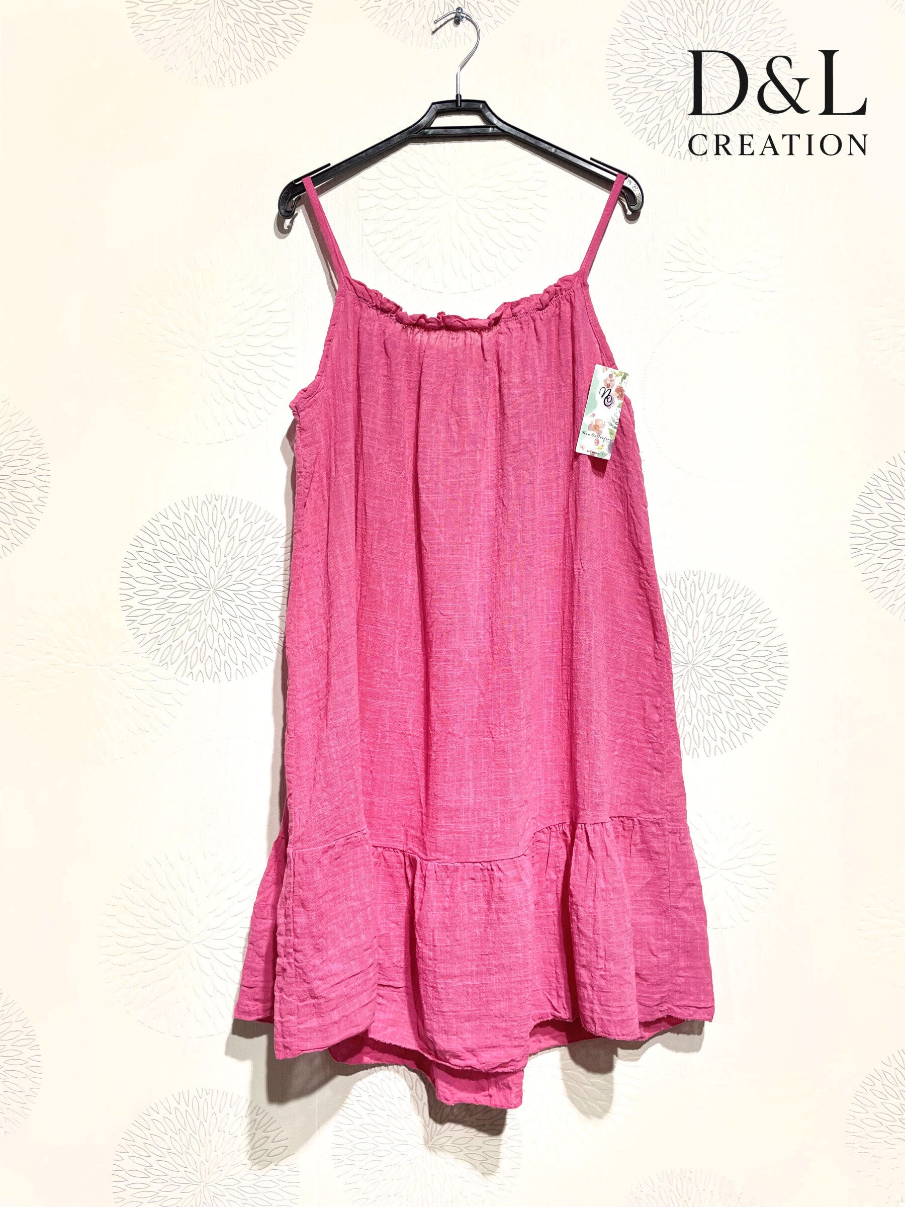 Plus Size Short dress with thin cotton straps size 38 to 46