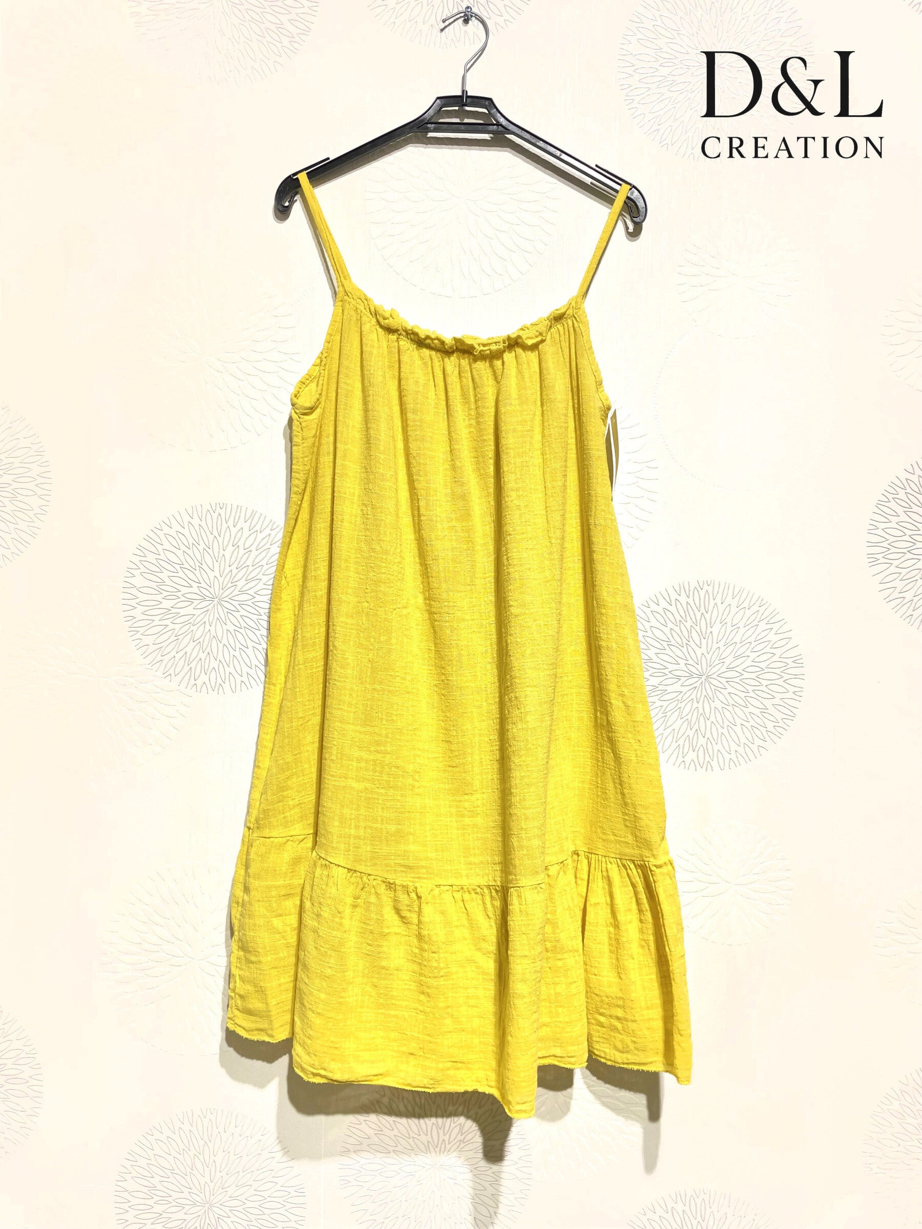 Plus Size Short dress with thin cotton straps size 38 to 46