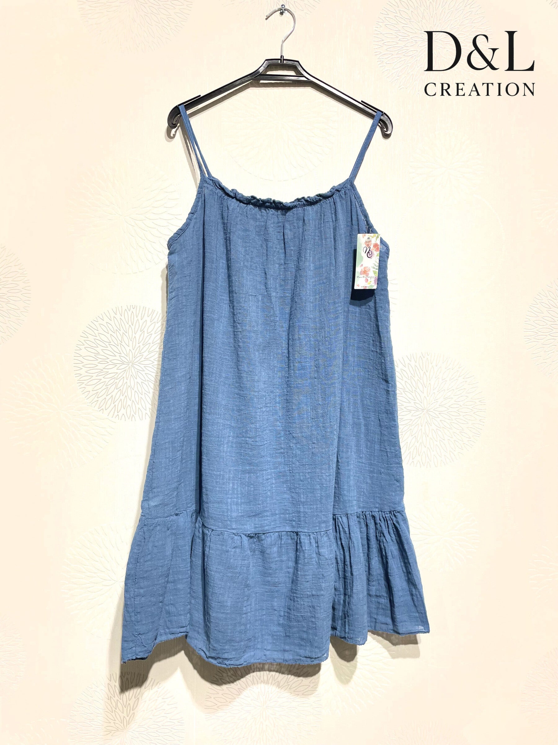 Plus Size Short dress with thin cotton straps size 38 to 46