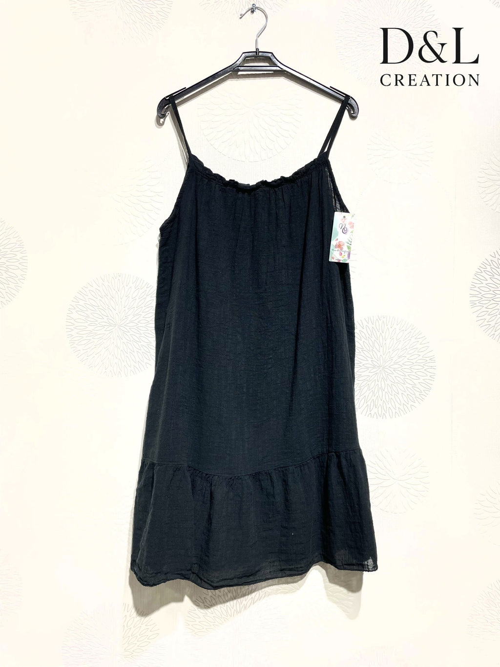 Plus Size Short dress with thin cotton straps size 38 to 46