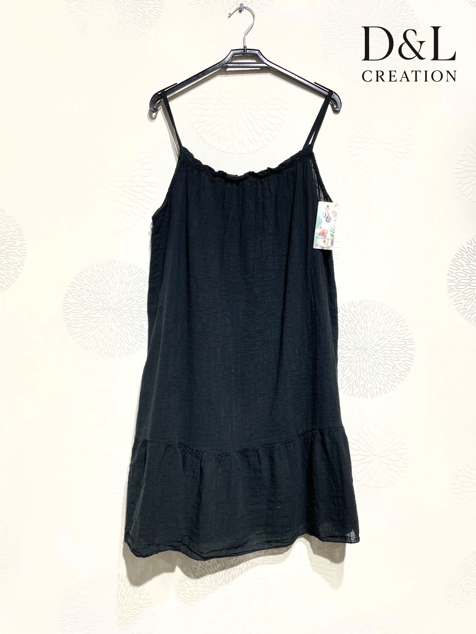Plus Size Short dress with thin cotton straps size 38 to 46