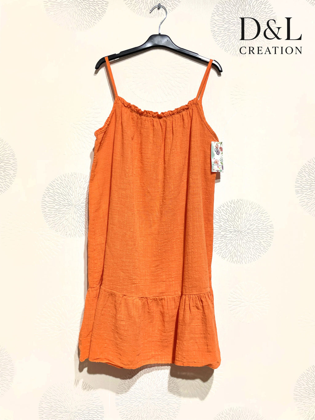 Plus Size Short dress with thin cotton straps size 38 to 46