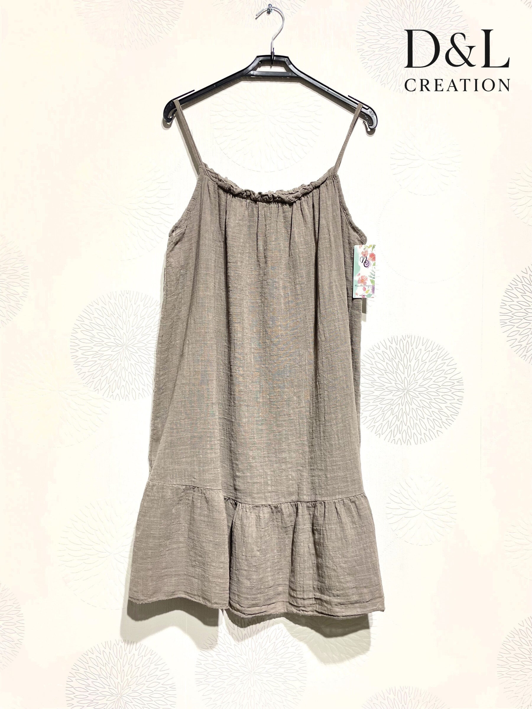 Plus Size Short dress with thin cotton straps size 38 to 46