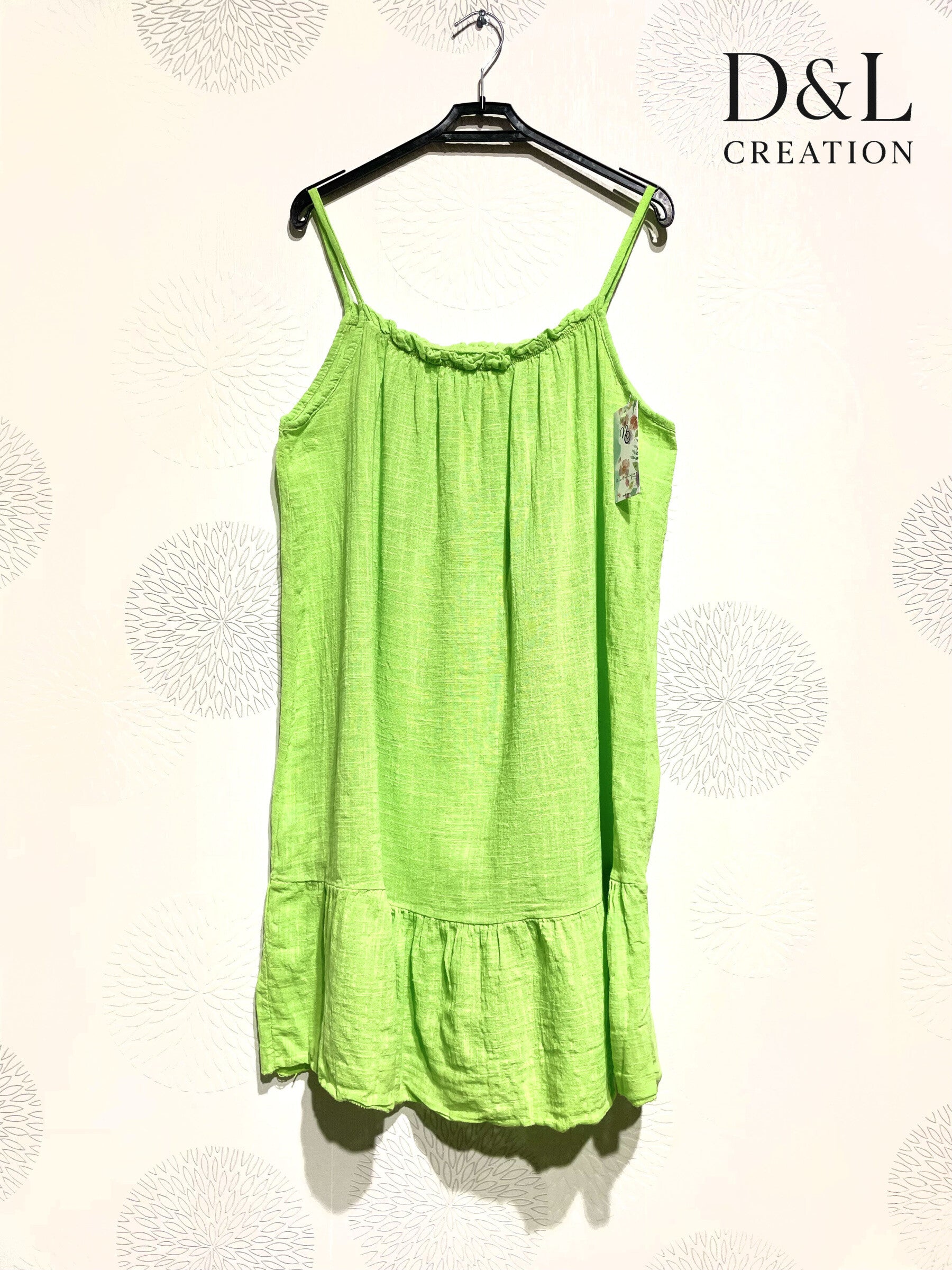 Plus Size Short dress with thin cotton straps size 38 to 46