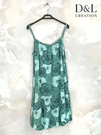 Plus Size Short printed dress with thin straps sizes 38 to 48
