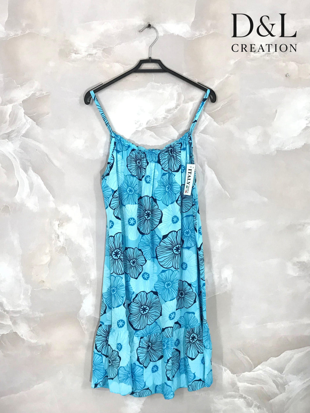 Plus Size Short printed dress with thin straps sizes 38 to 48