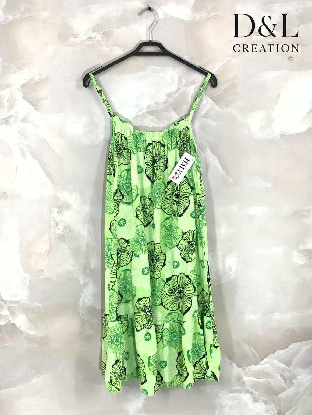 Plus Size Short printed dress with thin straps sizes 38 to 48
