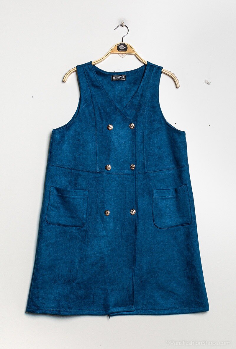 Plus Size Robe courtes avec 4 bouton