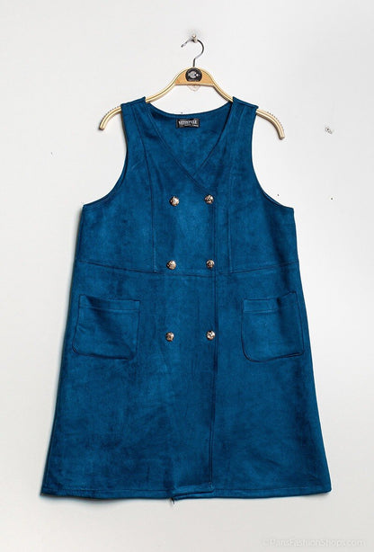 Plus Size Robe courtes avec 4 bouton