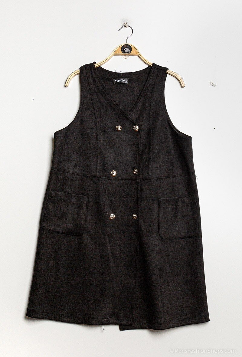 Plus Size Robe courtes avec 4 bouton