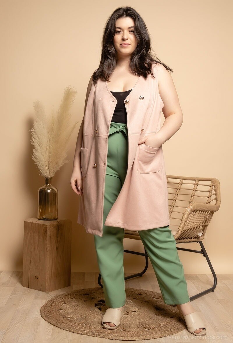 Plus Size Robe courtes avec 4 bouton