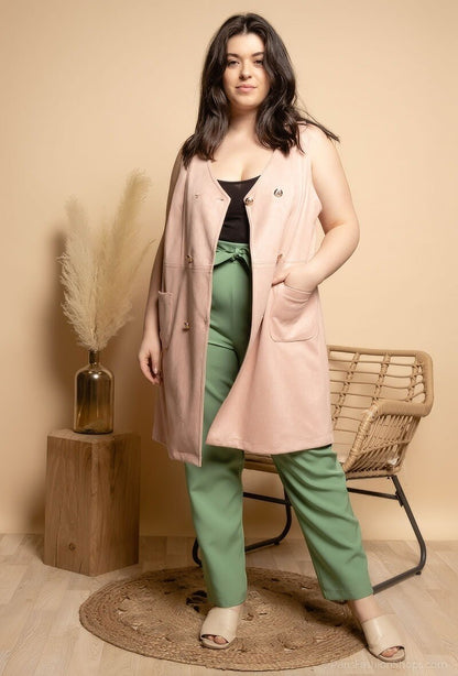 Plus Size Robe courtes avec 4 bouton