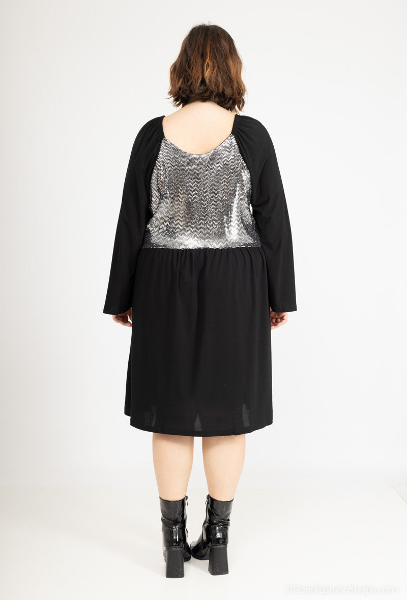 Plus Size Crossover Klänning med Paljetter