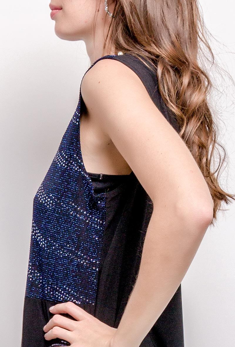 Plus Size Festklänning med Strass och Pärlor