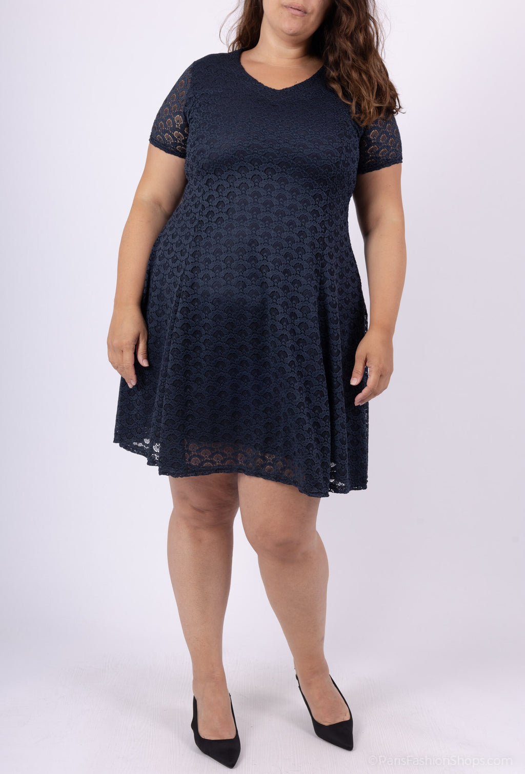 Plus Size Lace dress with flared doublet