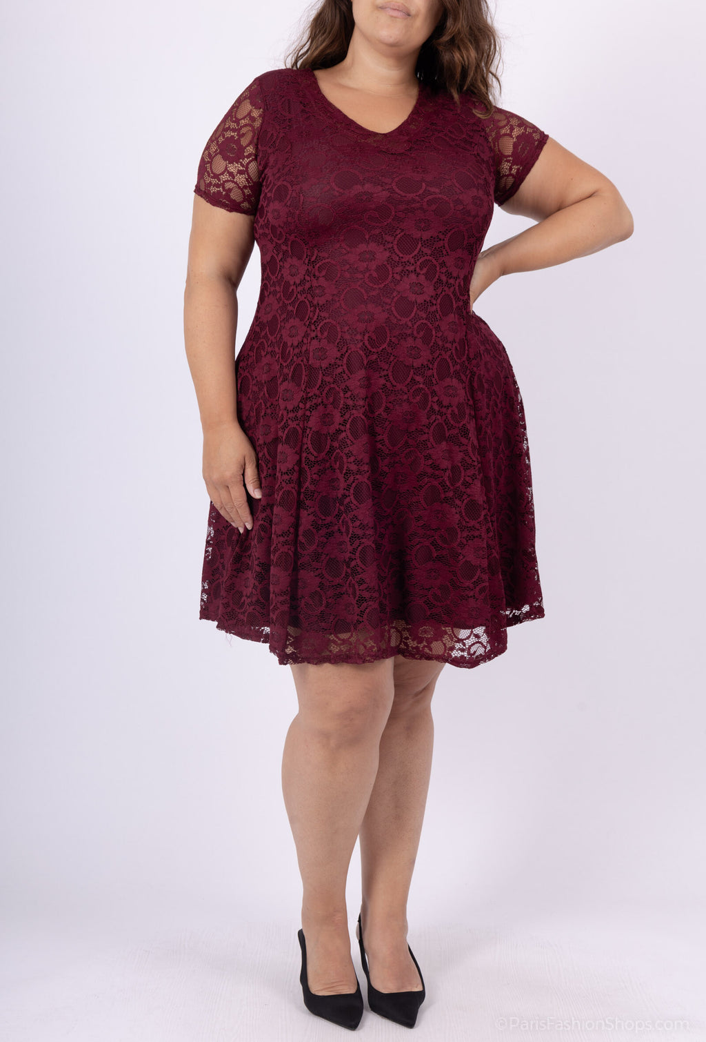 Plus Size Lace dress with flared doublet