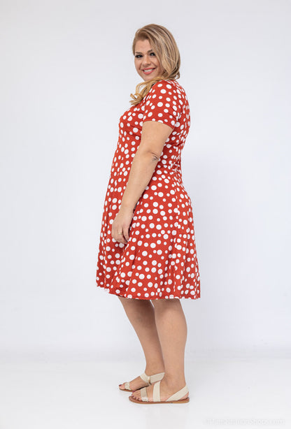 Plus Size Flared Polka Dot Dress