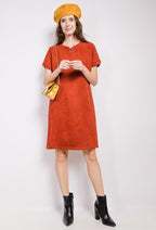Plus Size Suede Klänning