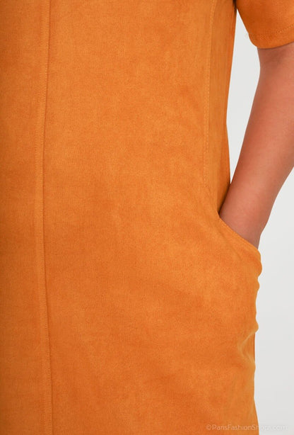 Plus Size Suede Dress