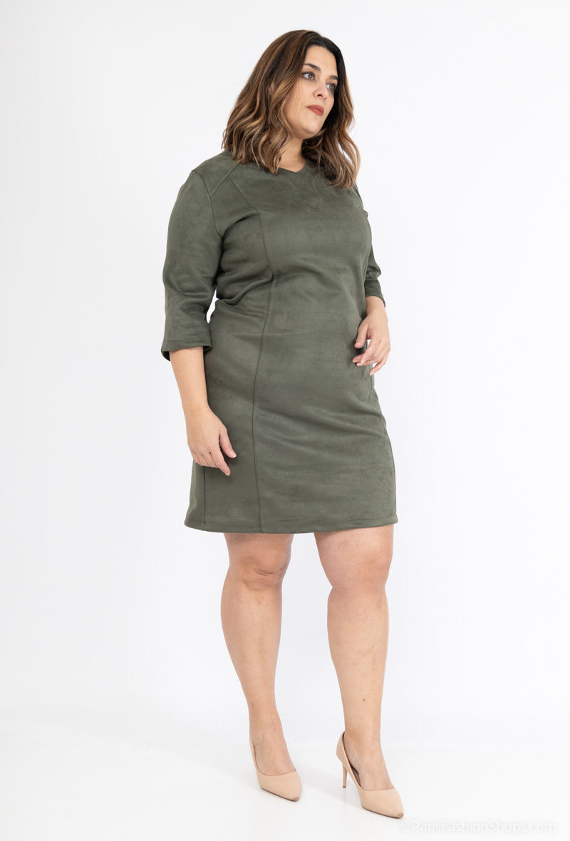 Plus Size Suede Effect Dress