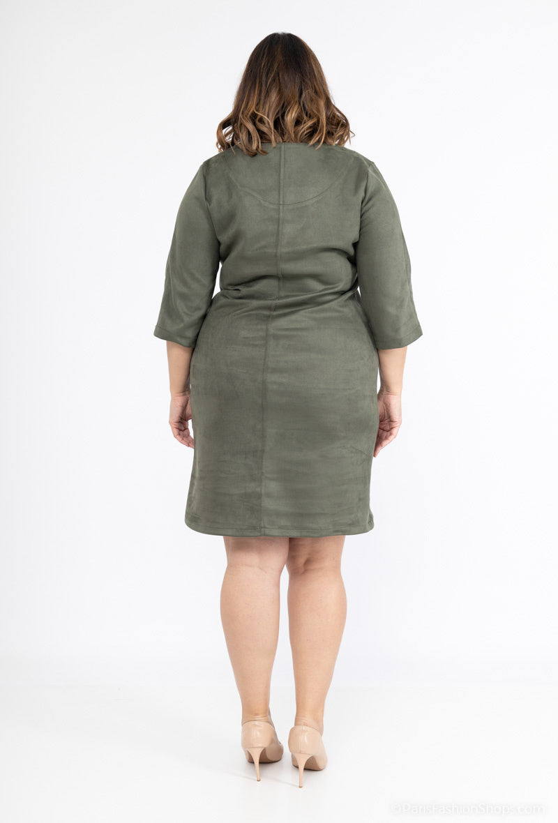 Plus Size Suede Effect Dress