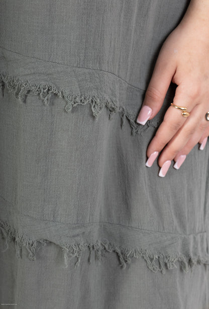 Plus Size Bomullsklänning med Halsband