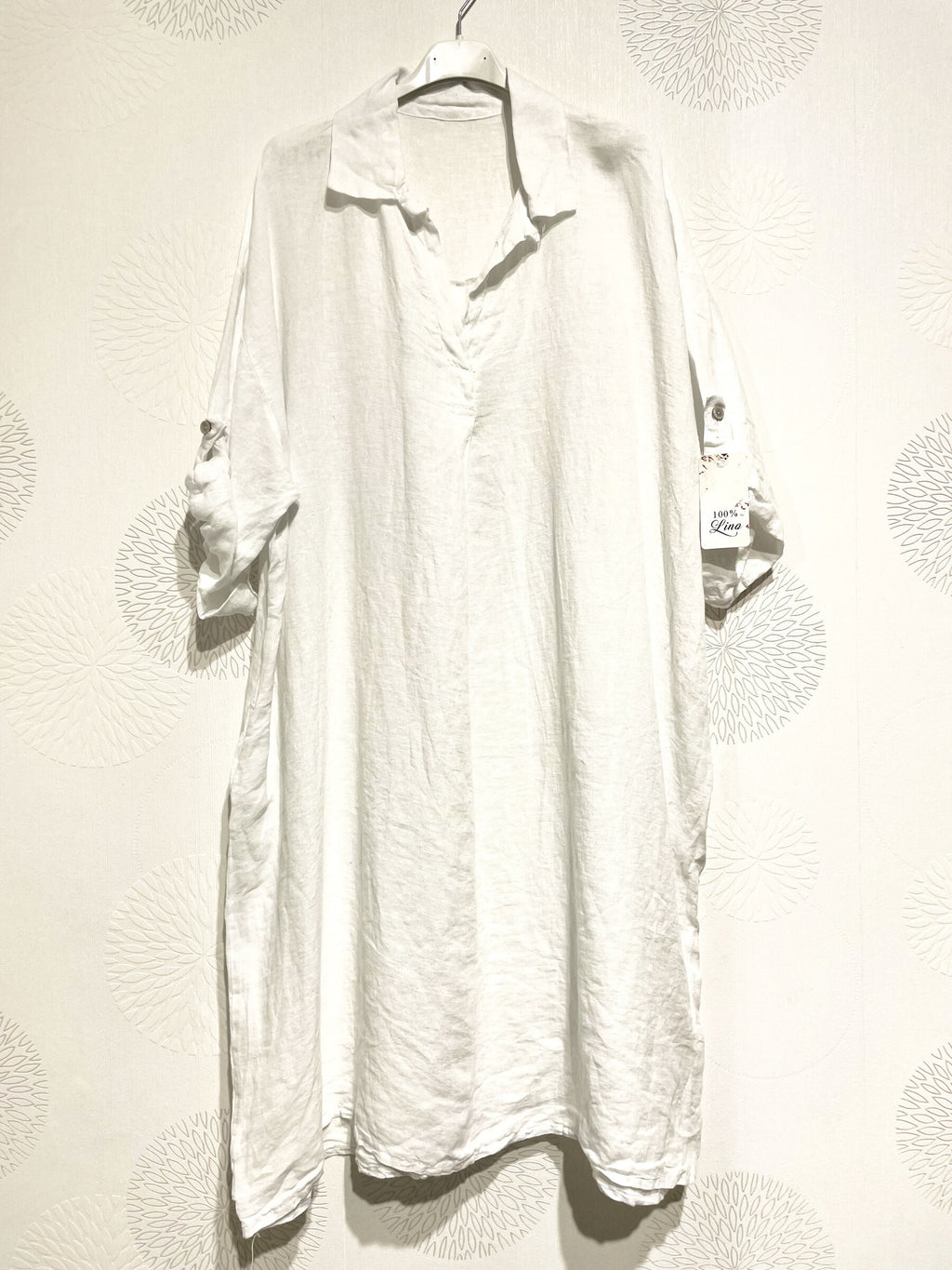 Plus Size Linen dress with t40 shirt collar in T54