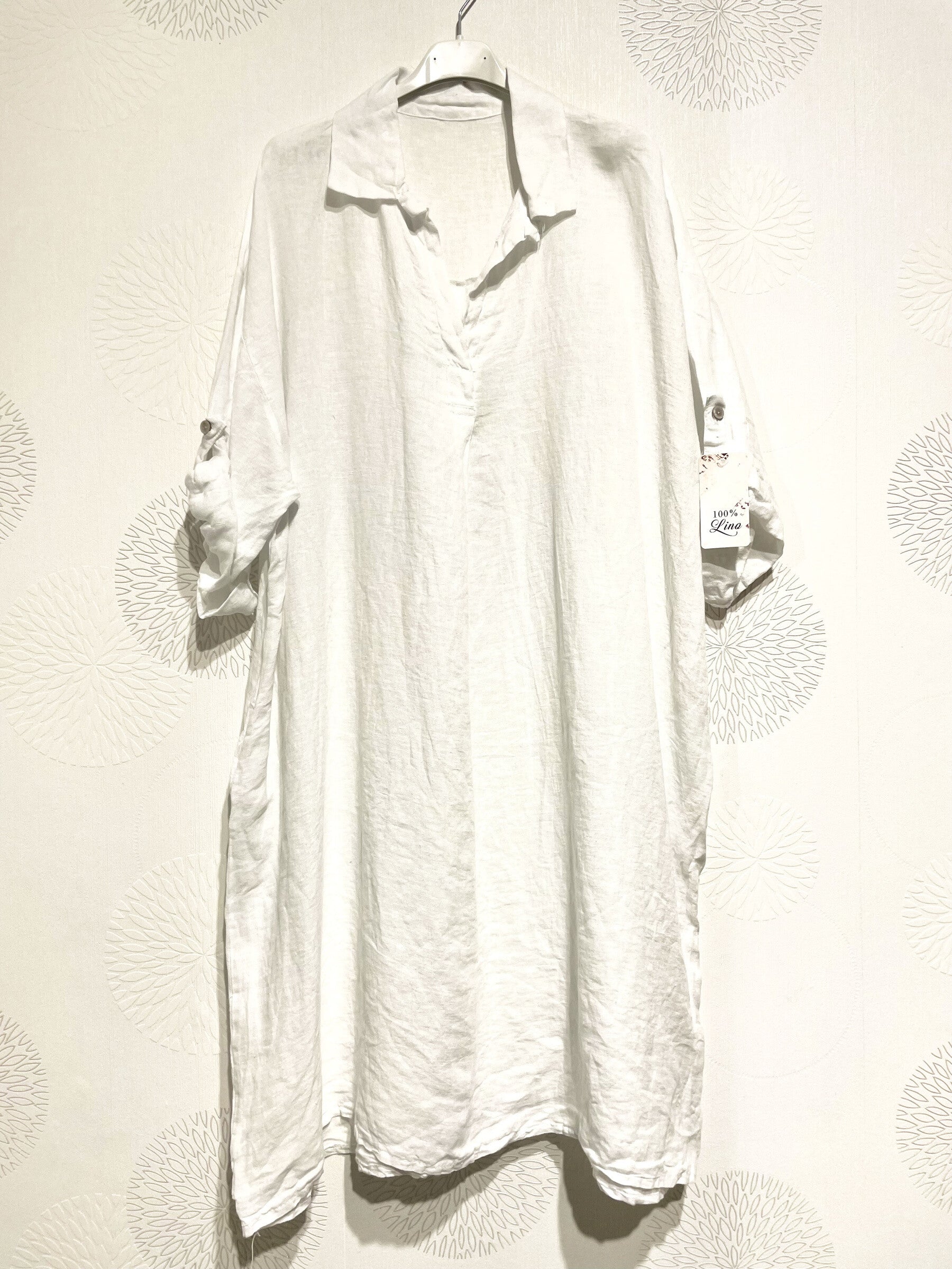 Plus Size Linen dress with t40 shirt collar in T54