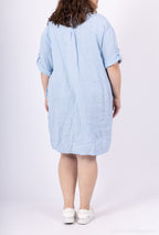 Plus Size Linneklänning med T40 Skjortkrage i T54