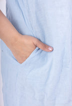 Plus Size Linneklänning med T40 Skjortkrage i T54