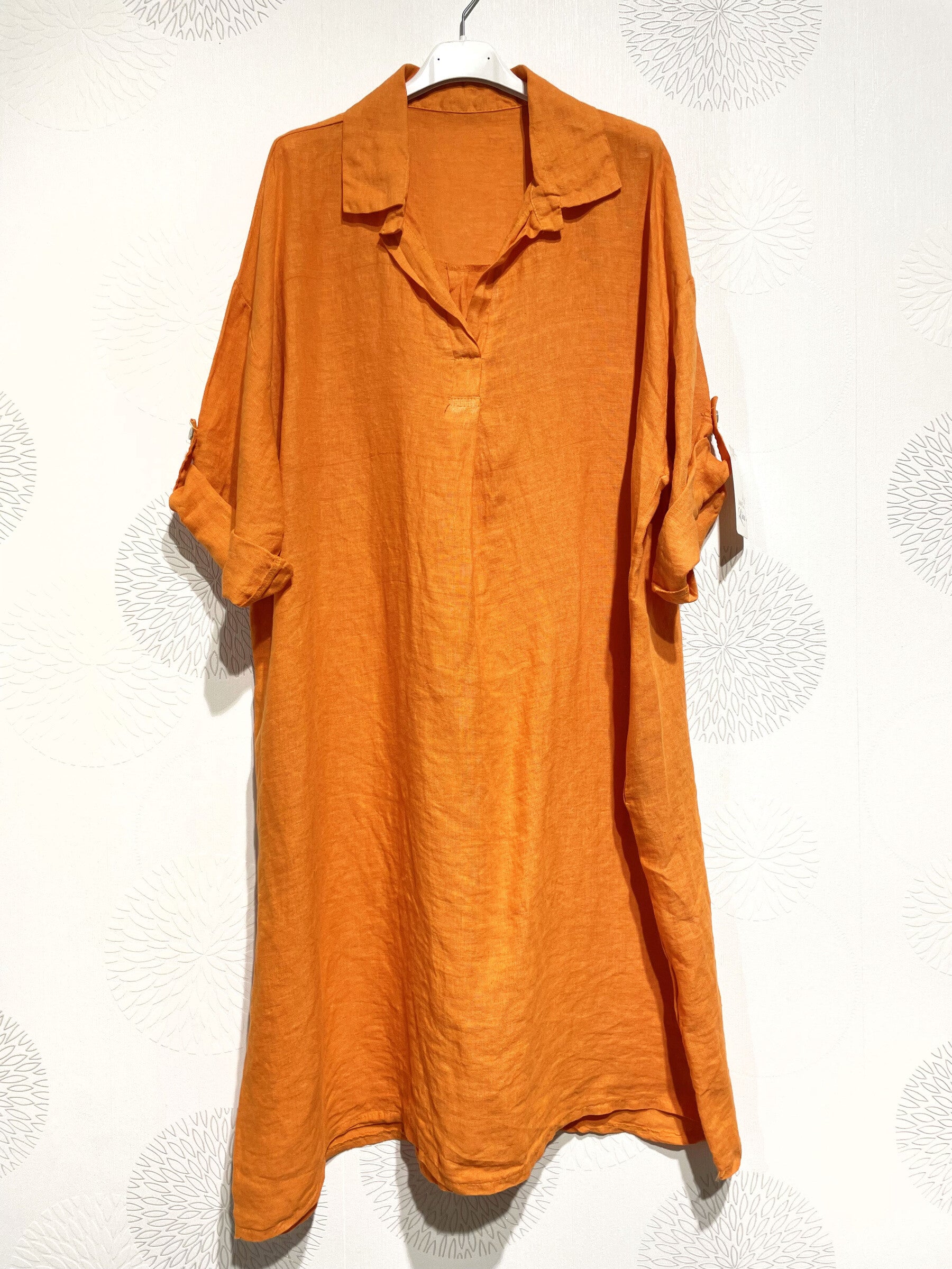 Plus Size Linen dress with t40 shirt collar in T54