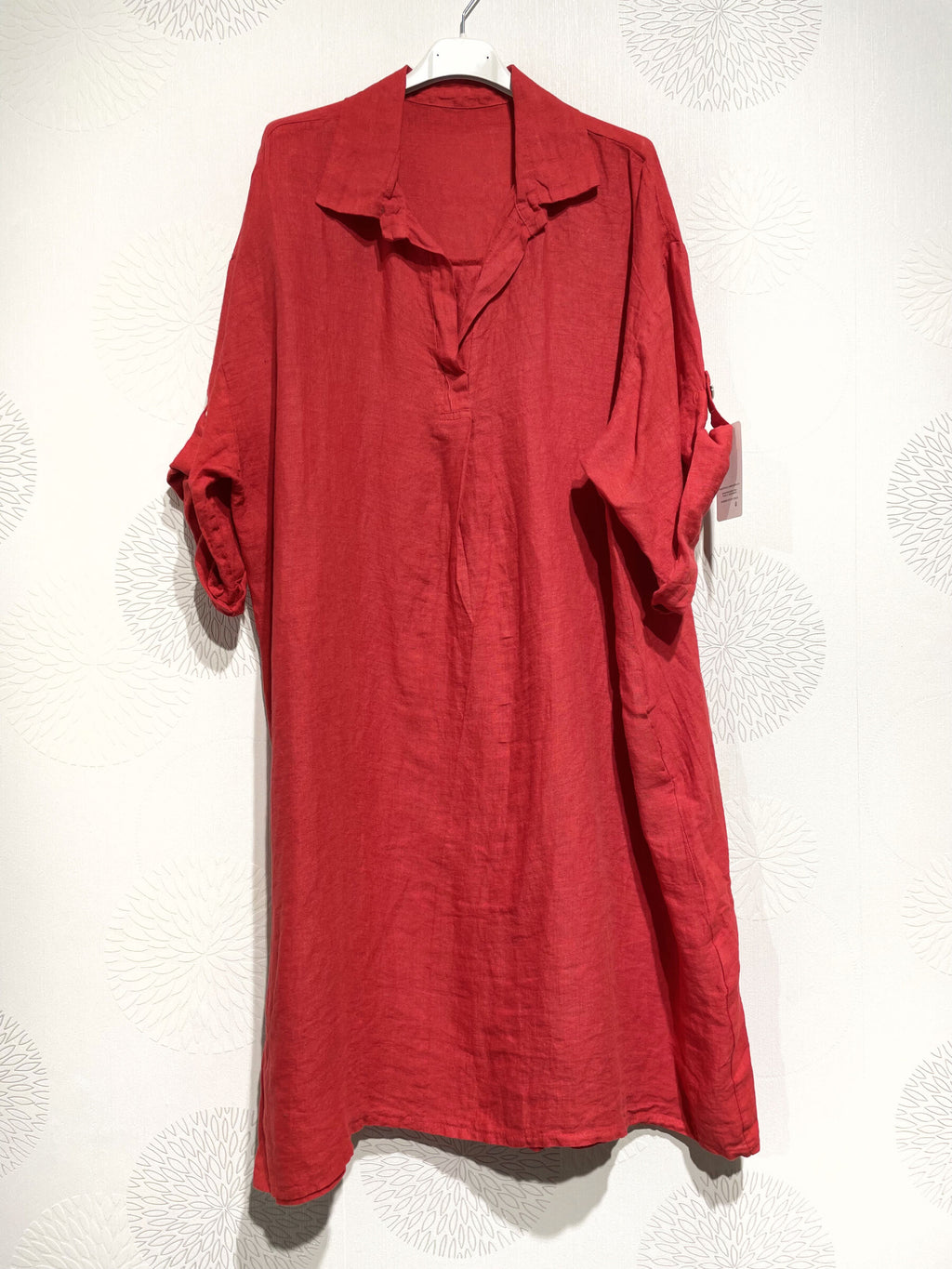 Plus Size Linen dress with t40 shirt collar in T54