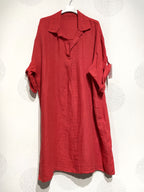 Plus Size Linen dress with t40 shirt collar in T54