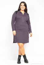 Randig stickad klänning i Plus Size