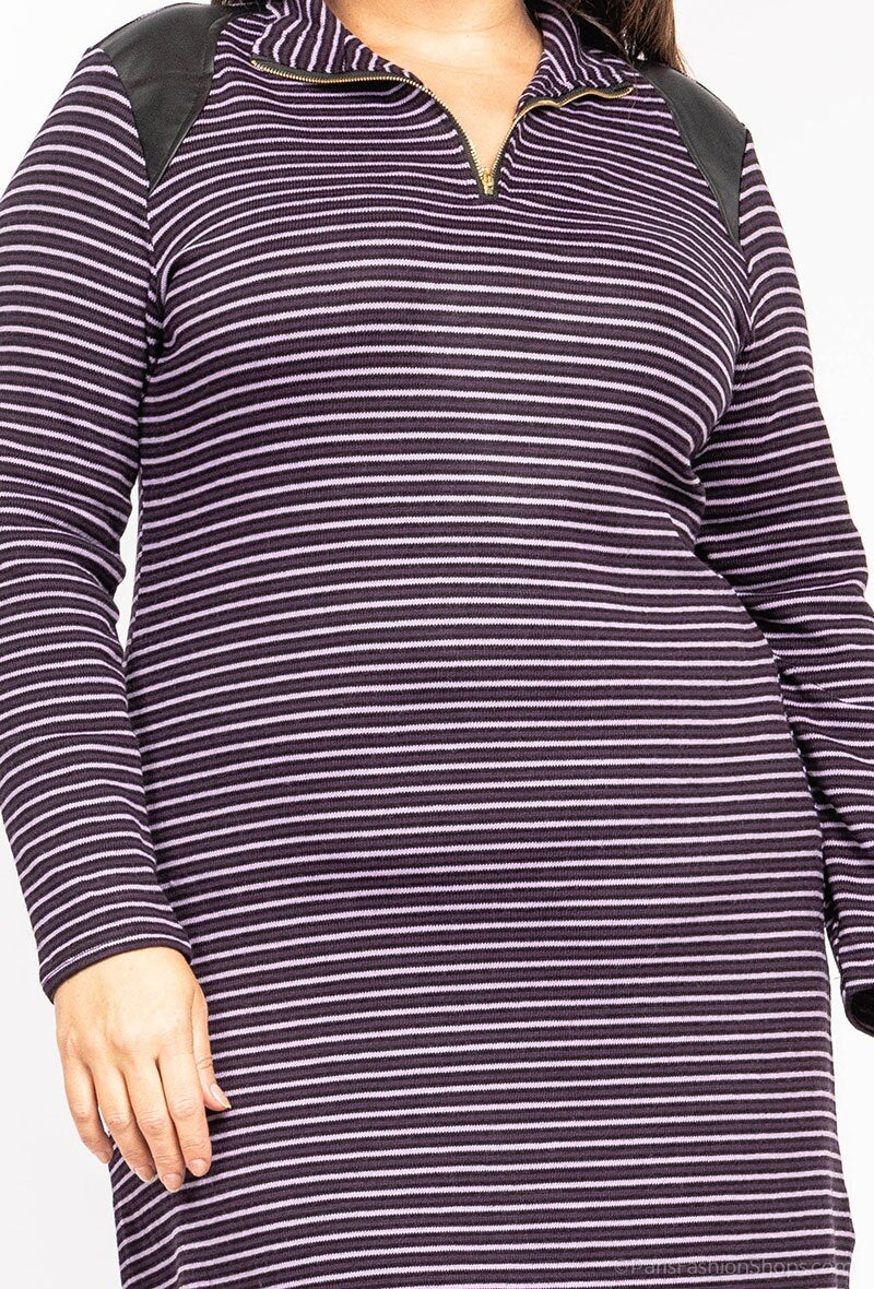 Randig stickad klänning i Plus Size