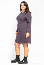Randig stickad klänning i Plus Size
