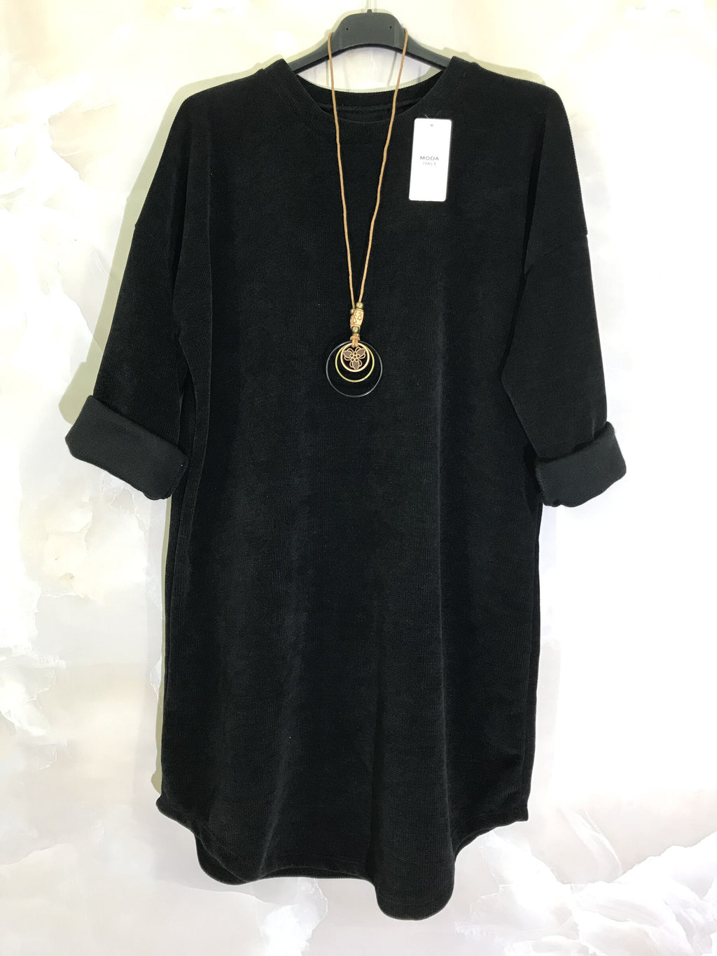 Plus Size Velvet dress with necklace