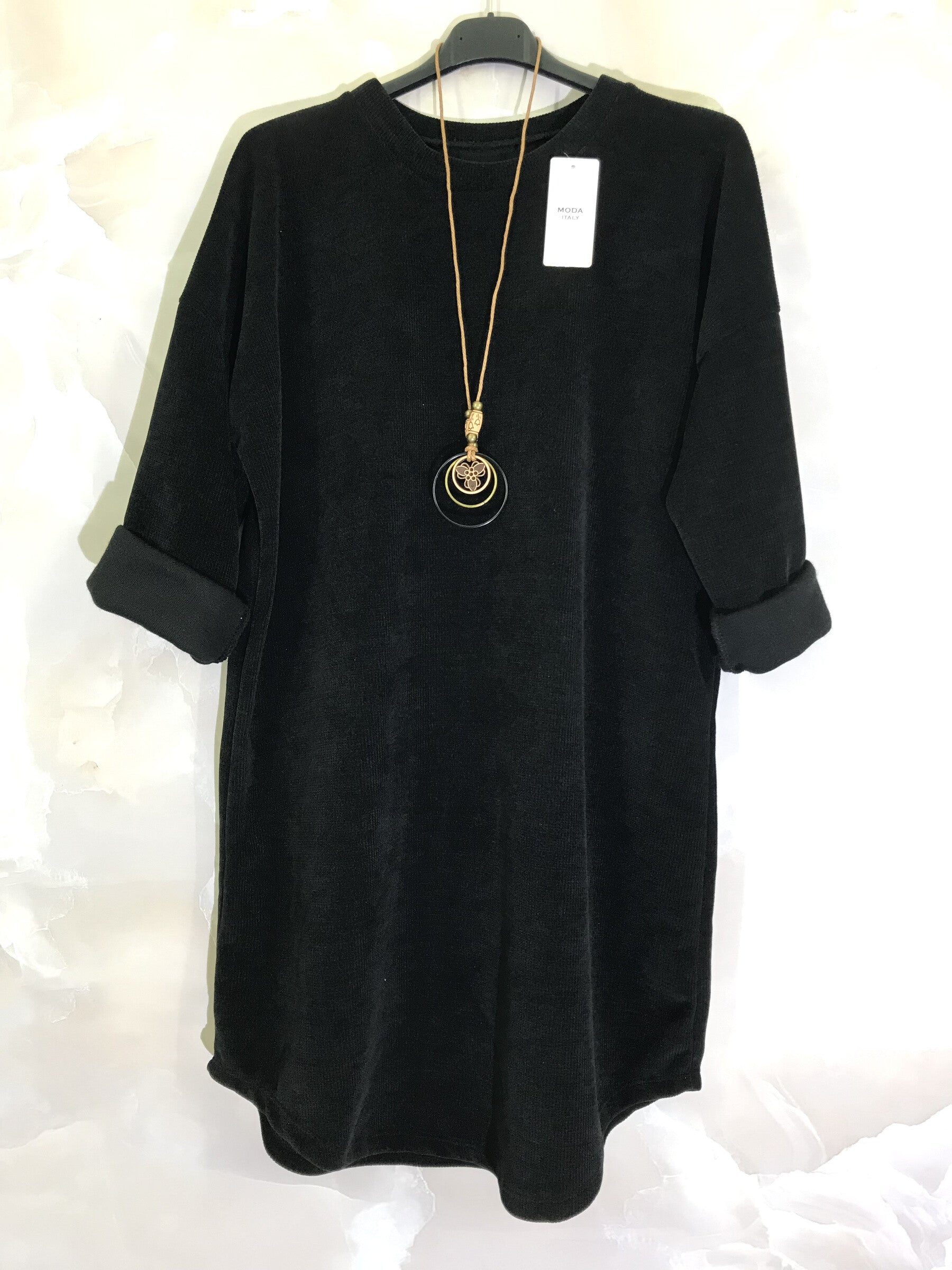 Plus Size Velvet dress with necklace
