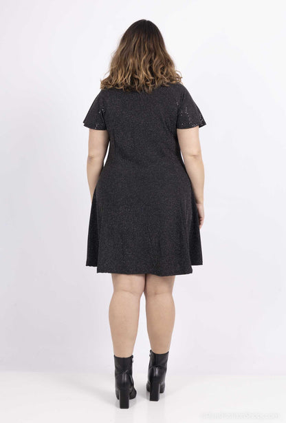 Plus Size Flared Sequin Dress