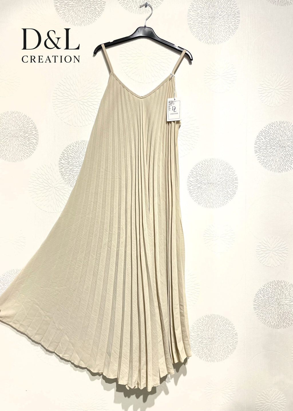 Plus Size Pleated flared dress fine straps T38 at T50