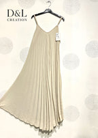 Plus Size Pleated flared dress fine straps T38 at T50