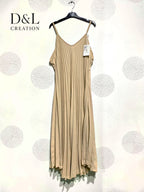 Plus Size Pleated flared dress fine straps T38 at T50