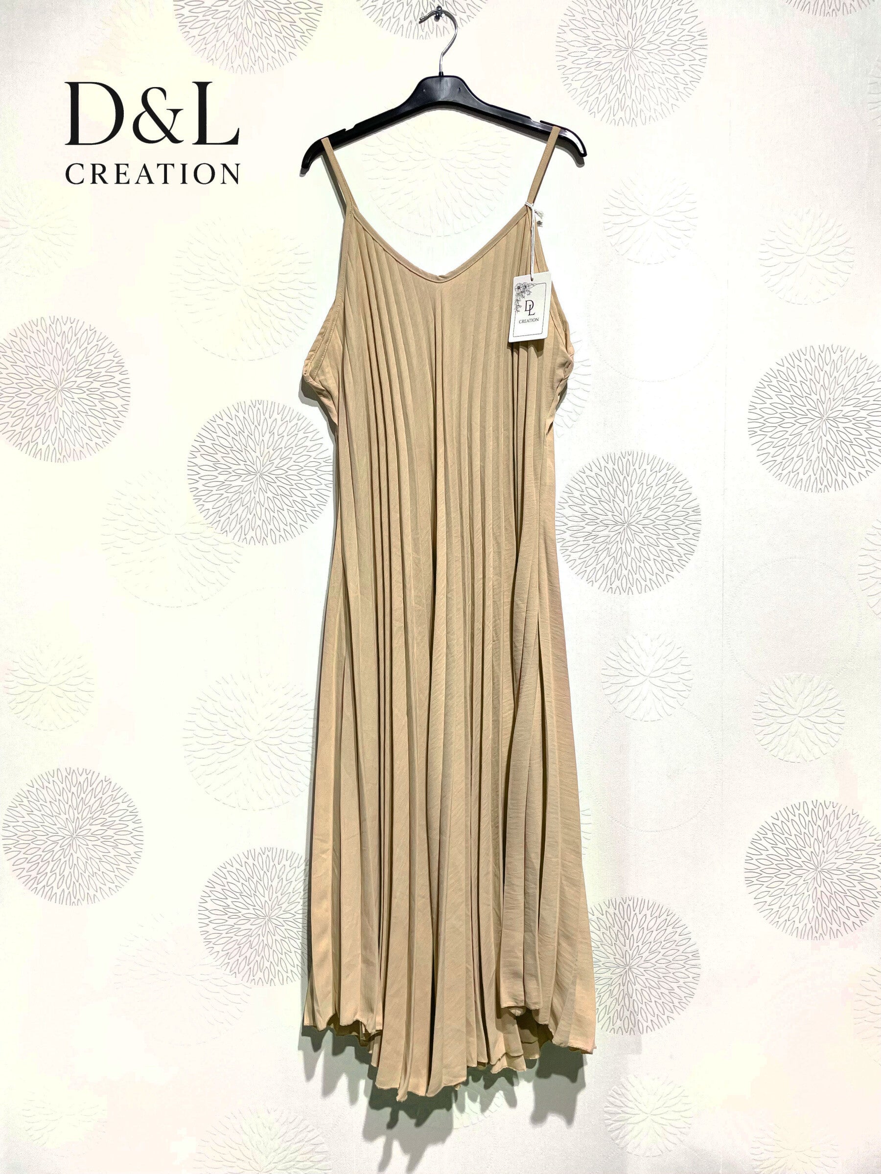 Plus Size Pleated flared dress fine straps T38 at T50