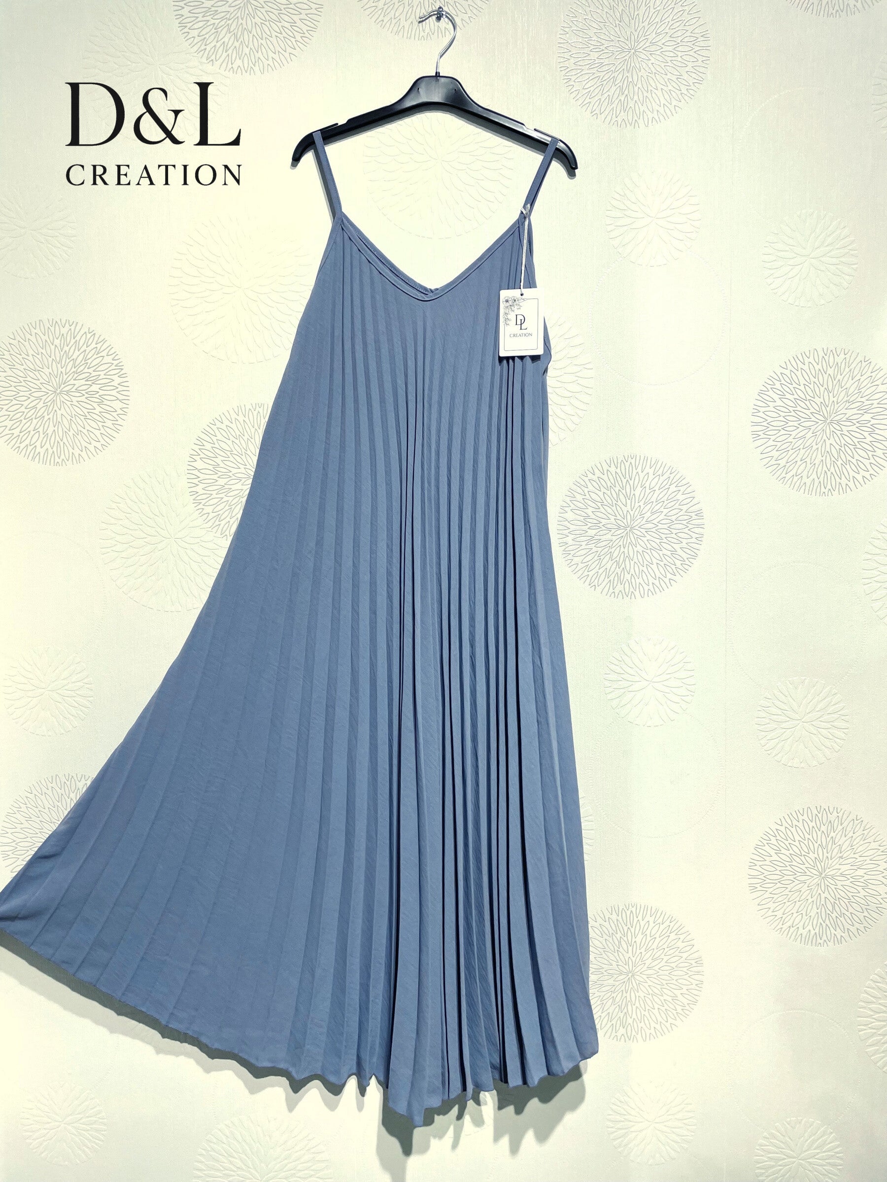 Plus Size Plisserad Flared Klänning med Tunna Remmar T38 till T50