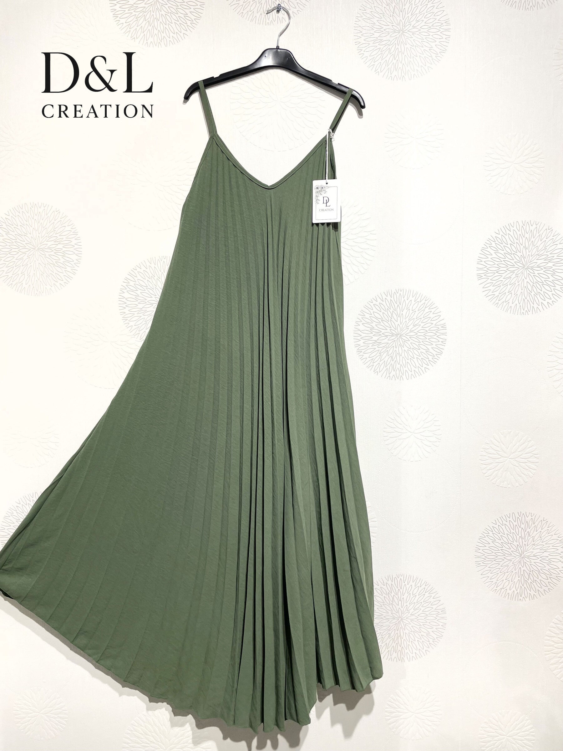 Plus Size Pleated flared dress fine straps T38 at T50