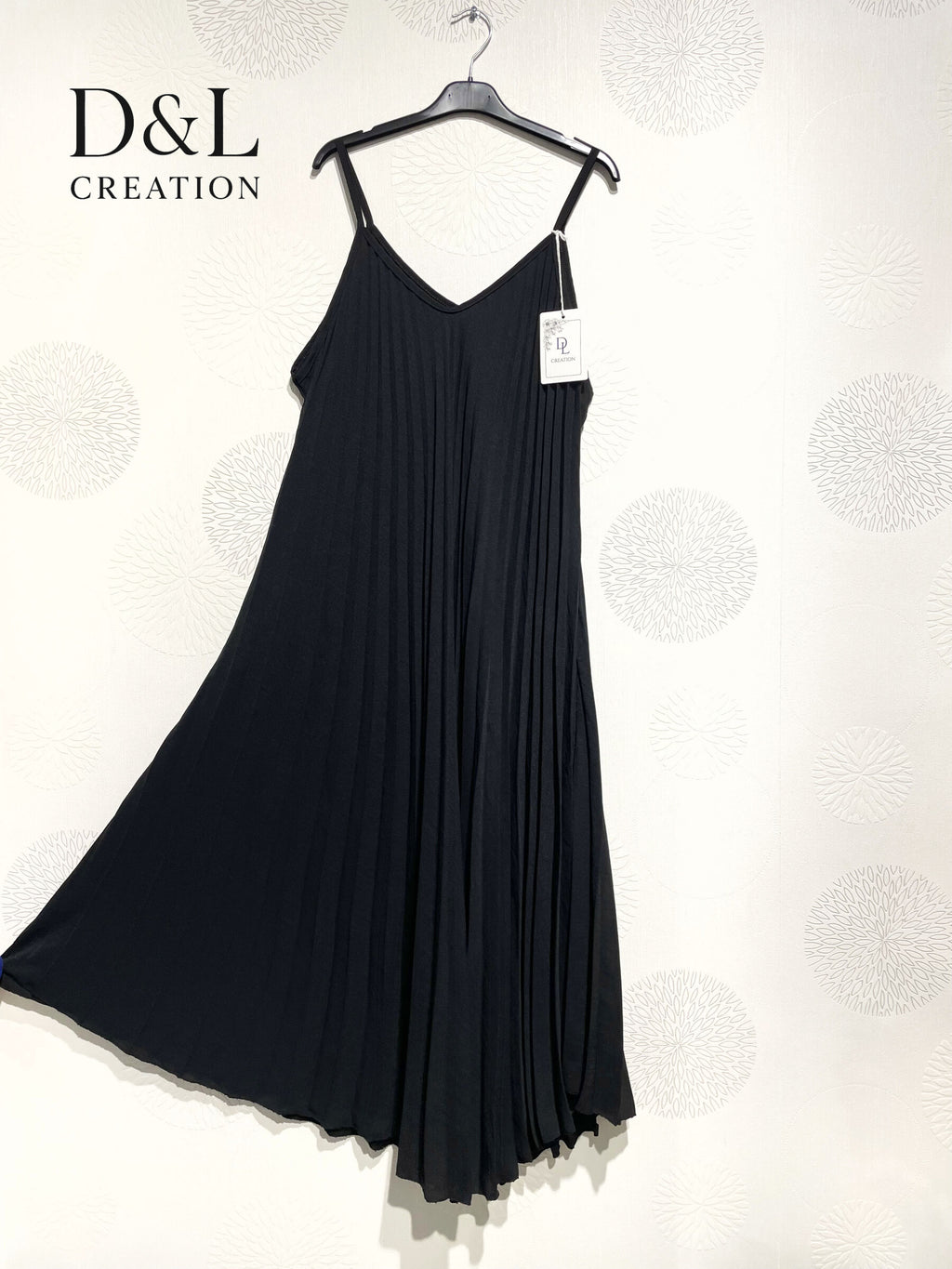 Plus Size Plisserad Flared Klänning med Tunna Remmar T38 till T50