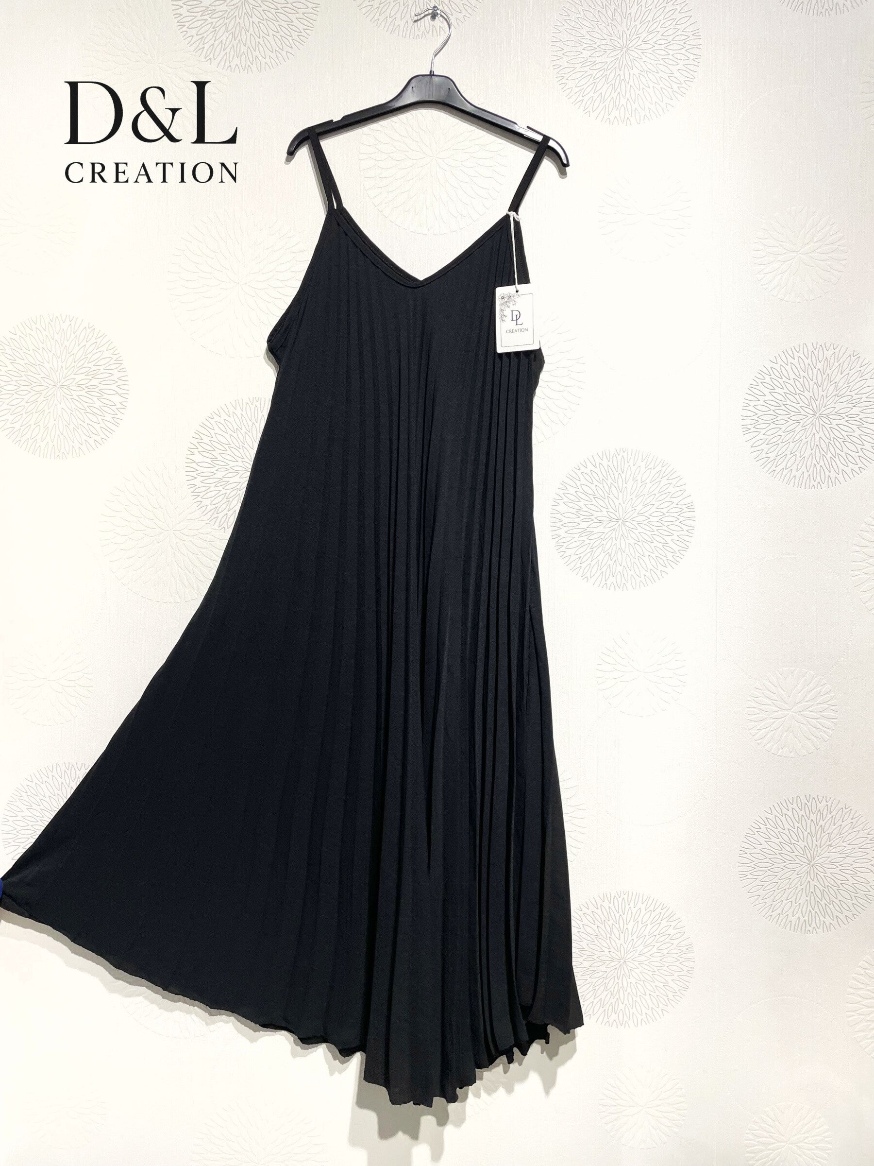 Plus Size Plisserad Flared Klänning med Tunna Remmar T38 till T50
